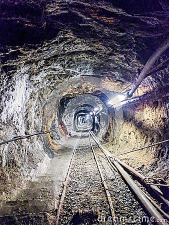 Tunnel of the Calamita mine, in Capoliveri Stock Photo