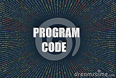 Tunnel from computer program code. Programmer Lines of code, Java Script, CSS, and HTML. hacking coding concept. Source code for Stock Photo