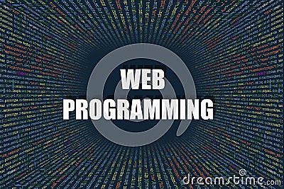 Tunnel from computer program code. Programmer Lines of code, Java Script, CSS, and HTML. hacking coding concept. Source code for Stock Photo