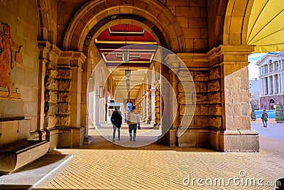 Tunnel and corridor next to the government building in Sofia. Editorial Stock Photo