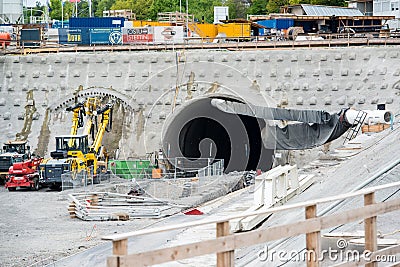 Tunnel drilling site Editorial Stock Photo