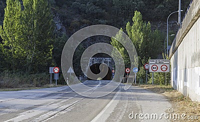 A tunnel in a empty highway of Spain. Editorial Stock Photo