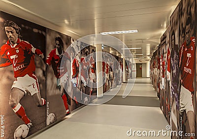Tunnel at Estadio da Luz - the official playground of FC Benfica Editorial Stock Photo