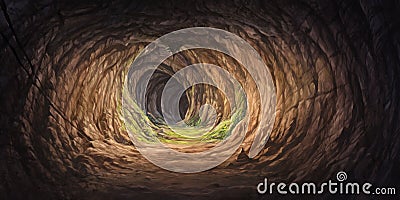 Tunnel inside the cave for illustration Cartoon Illustration