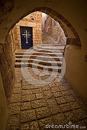 Tunnel in Jaffa Stock Photo