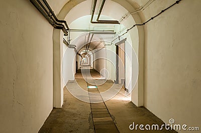 Tunnel in Jersey War Tunnels Complex in St. Lawrence, Jersey, Channel Islands, UK. Editorial Stock Photo