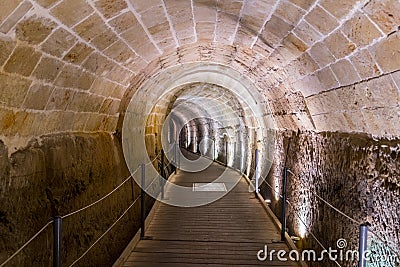 Tunnel of the knights templar in Akko, Israel Stock Photo