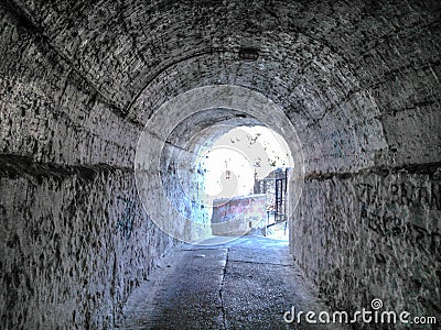 Tunnel in the New fortress of Corfu Stock Photo