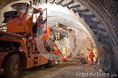 Tunnel piperoof grouting Editorial Stock Photo