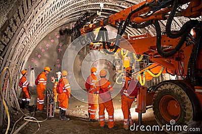 Tunnel piperoof grouting Editorial Stock Photo