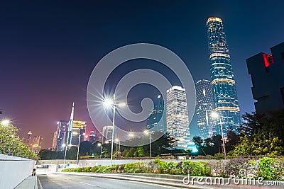 Tunnel road with modern city Stock Photo