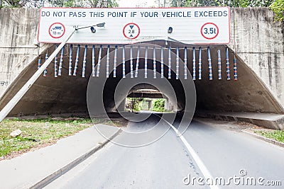 Tunnel Road Warnings Restrictions Stock Photo