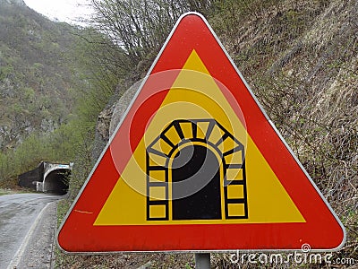 Tunnel roadsign Stock Photo
