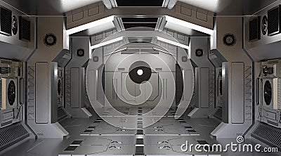 Tunnel spaceship interior sci-fi Stock Photo