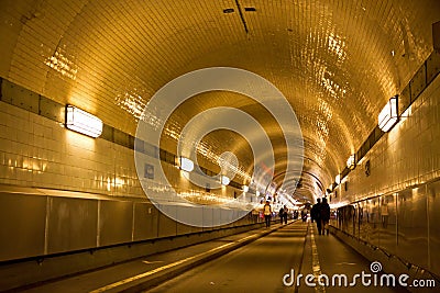 Tunnel under the Elbe river in Hamburg, Germany Stock Photo