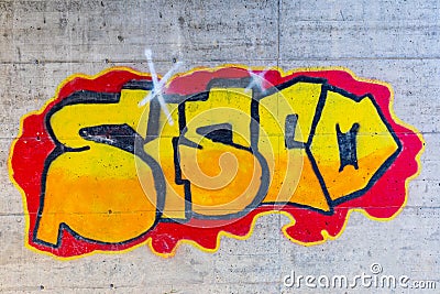 Tunnel wall painted with bright colorful graffiti Editorial Stock Photo