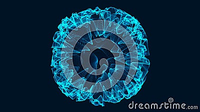 Tunnel or wormhole. Abstract sphere, consisting of points. Space-time portal. 3d rendering Stock Photo