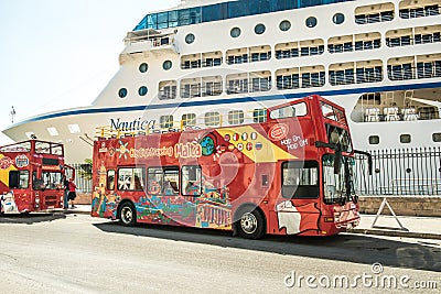 Tuoristic bus on the background of liner Editorial Stock Photo