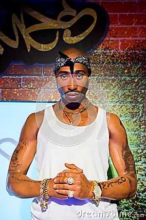 Tupac Shakur wax figure at Madame Tussauds San Francisco Editorial Stock Photo