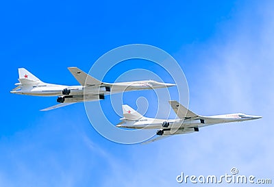 2 Tupolev Tu-22M3 (Backfire) supersonic bombers Editorial Stock Photo