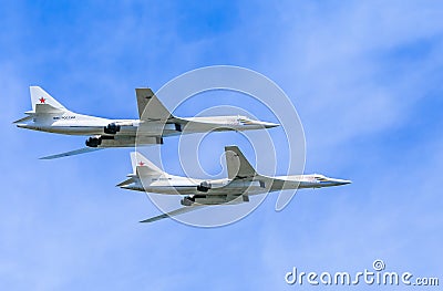 2 Tupolev Tu-22M3 (Backfire) supersonic bombers Editorial Stock Photo