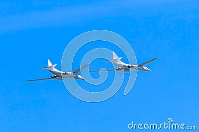 2 Tupolev Tu-22M3 (Backfire) supersonic s Editorial Stock Photo