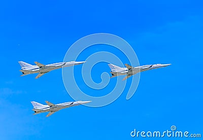 3 Tupolev Tu-22M3 (Backfire) supersonic Editorial Stock Photo