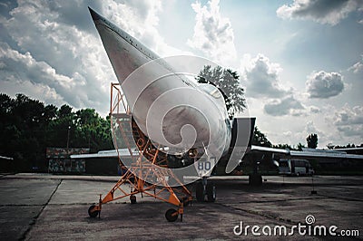 Tupolev Tu-22M long-range supersonic strategic bomber museum exhibit Editorial Stock Photo