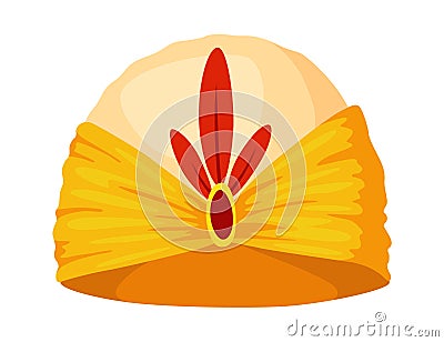 Turban. Indian or arab traditional head covering. Colorful headdress. Culture clothing, oriental cultures headdress or Vector Illustration