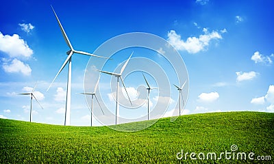 Turbine Green Energy Electricity Technology Concept Stock Photo