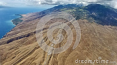 Kaheawa wind farm in Maui Stock Photo
