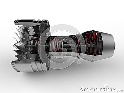 Turbo jet engine section Cartoon Illustration