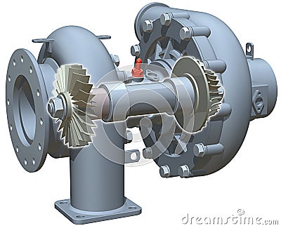 TurboCharger Cutaway Cartoon Illustration