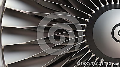 Turbojet turbine engine close-up, realistic 3D rendering Stock Photo