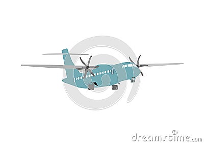 Twin engine turboprop aircraft with gear down landing or taking off Vector Illustration