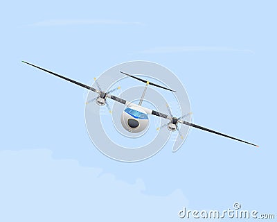 Turboprop airplane in flight Vector Illustration