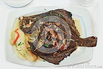 Turbot in Donostiarra style Basque cookery. Stock Photo