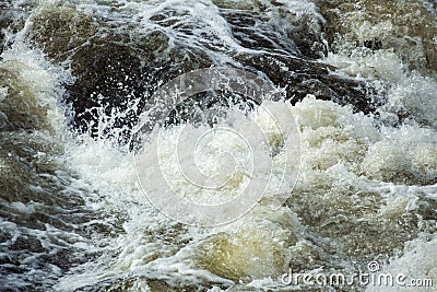 Turbulent water of Cargill Falls in Putnam, Connecticut in springtime Stock Photo