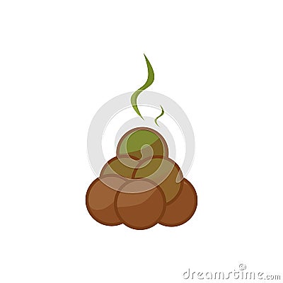 Turd on the ground. Piece of brown shit illustration. Cartoon Illustration