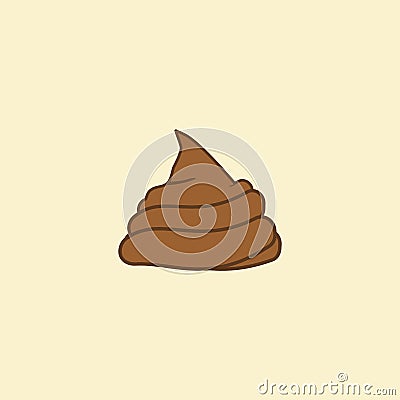 Turd on the ground. Piece of brown shit illustration. Cartoon Illustration