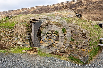 The turf houses of Hjardarhagi farm (Torfhusin I Hjardarhaga), Iceland Stock Photo