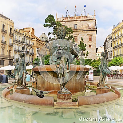 Turia Fountain in Valencia, Spain Editorial Stock Photo