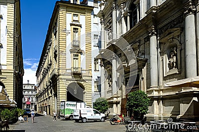 Exterior of the Basilica of Corpus Domini, a Catholic church in Turin, Italy Editorial Stock Photo