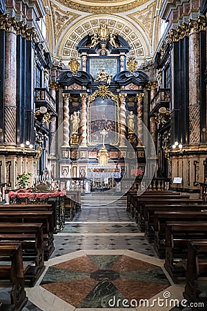 Interior of the Basilica of Corpus Domini, a Catholic church in Turin, Italy Editorial Stock Photo