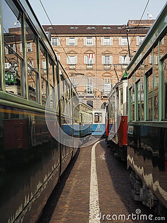 Vintage tram at Turin Trolley Festival Editorial Stock Photo