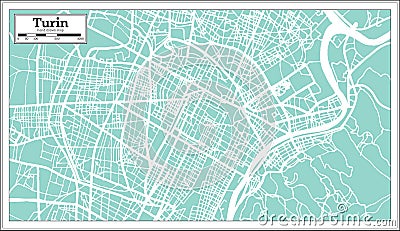 Turin Italy City Map in Retro Style. Outline Map. Stock Photo