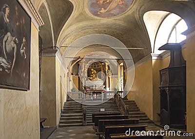 Turin, Italy, 27 June 2019: Royal Church of Saint Lawrence in Turin, chapel of the Queen of Martyrs Editorial Stock Photo