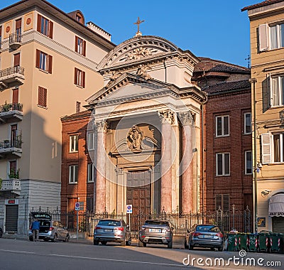 Turin, Italy - 18 October 2018: Church of the Immaculate Conception on the street Nice, 47. Architect Enrico Mottura Editorial Stock Photo