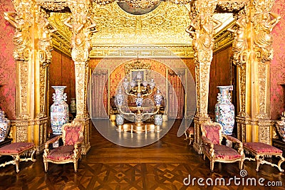 Turin, Italy - Royal Palace Chinese Cheramics Room. Luxury elegant ancient interior, circa 1860 Editorial Stock Photo