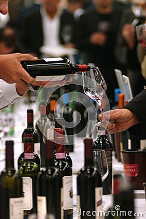 Turin, Piedmont/Italy. -10/24/2009- The Wineshow. Tasting wines Editorial Stock Photo